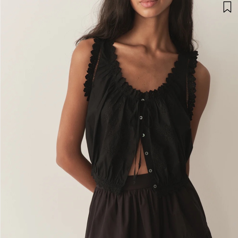 Doen Black Eyelet Tank Top